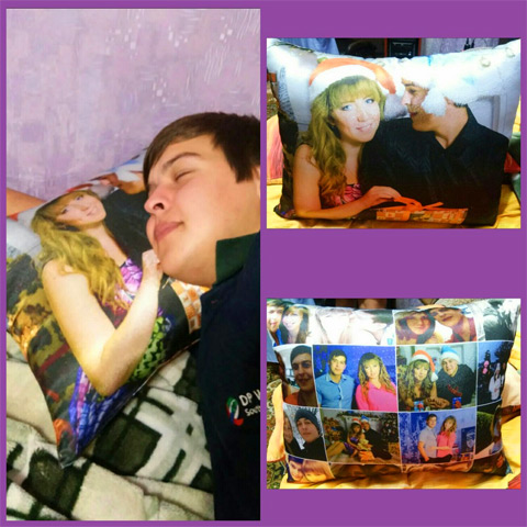 Подушка в виде сердца с фотографиями